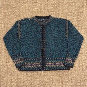 Vintage Icelandic Design Lined Sweater with Frog Fasteners